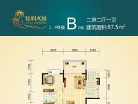 天擎棕榈水城87.5㎡户型图