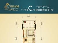 天擎棕榈水城35.55㎡户型图