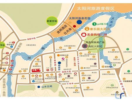 太阳河温泉花园交通图