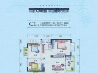 C1户型3房2厅1厨1卫94.03㎡