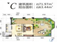 C户型一房一厅一卫71.97㎡