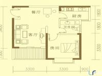 东海椰苑F2户型图1室1厅1卫 54.56㎡
