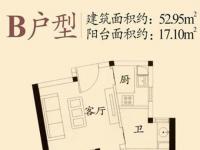 绿岛B户型1室1厅1卫1厨52.95㎡