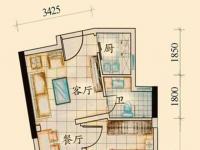 绿岛B户型2室1厅1卫1厨52.95㎡