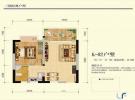 月亮城三期K-02户型图1室2厅1卫1厨53.09㎡