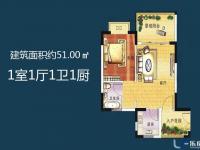山海和湾一房户型图1室1厅1卫1厨51.00㎡