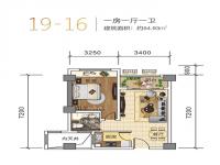 卓越盈滨悦府55㎡户型图