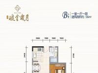 恒泰琉金岁月1房56㎡户型图