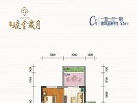 恒泰琉金岁月1房52㎡户型图