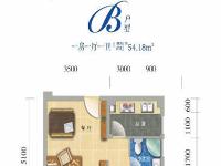 蓝山湖1房54.18㎡户型图
