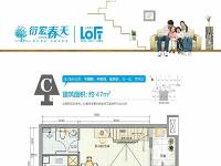 衍宏春天建面约47平米户型图