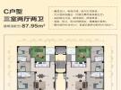 观澜湖九里六期洋房建面约87.95平米户型图