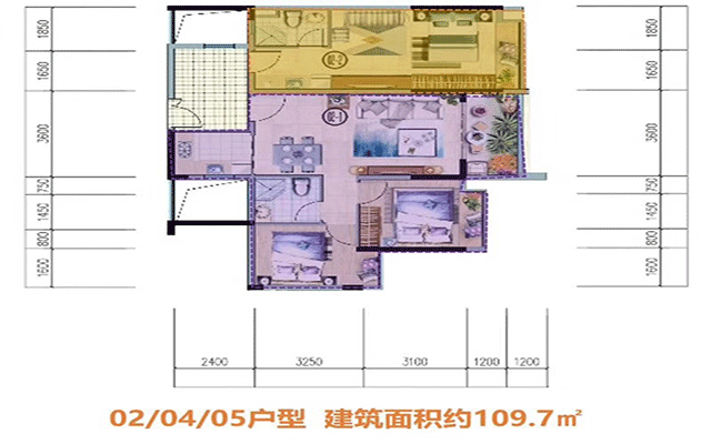 富力悦海湾建面约109㎡户型图.gif
