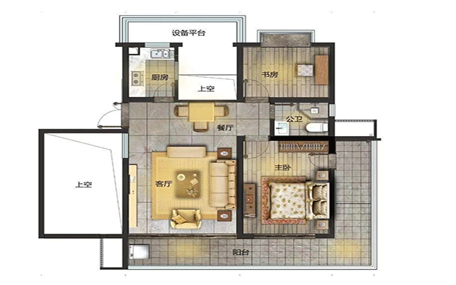 观澜湖上东区建面约103平米户型图.gif