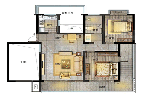 观澜湖上东区建面约121平米户型图.gif