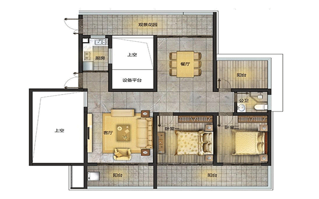 观澜湖上东区建面约141平米户型图.gif