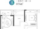 鲁能海蓝福源建面74平米户型图
