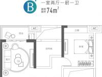 鲁能海蓝福源建面74平米户型图