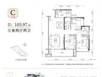 海韵悦府建面105平米户型图